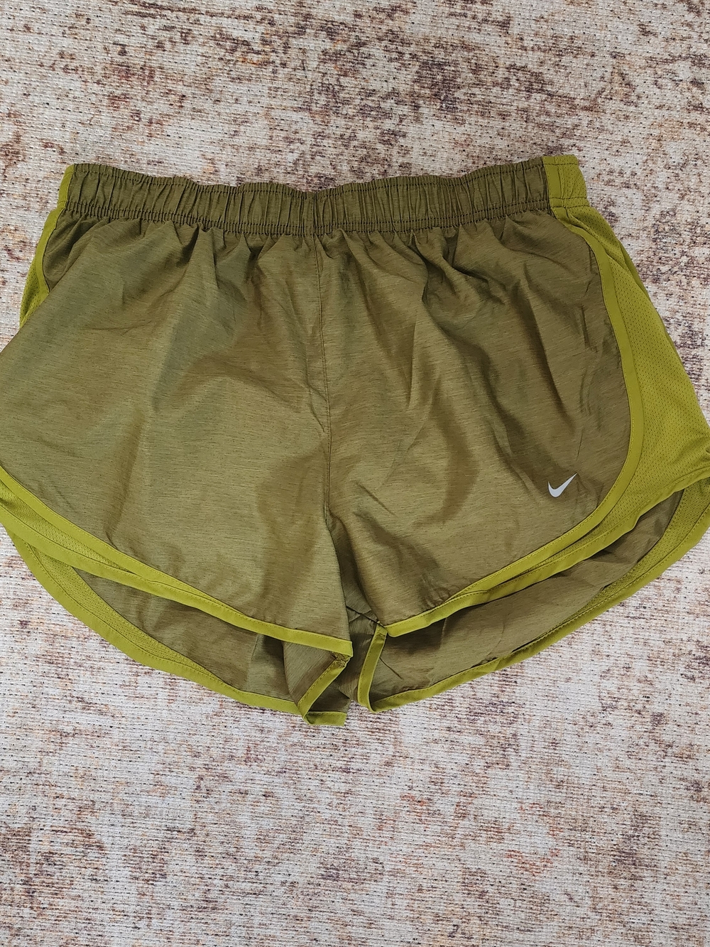 Nike Women's Olive & Chartreuse Athletic Running Shorts